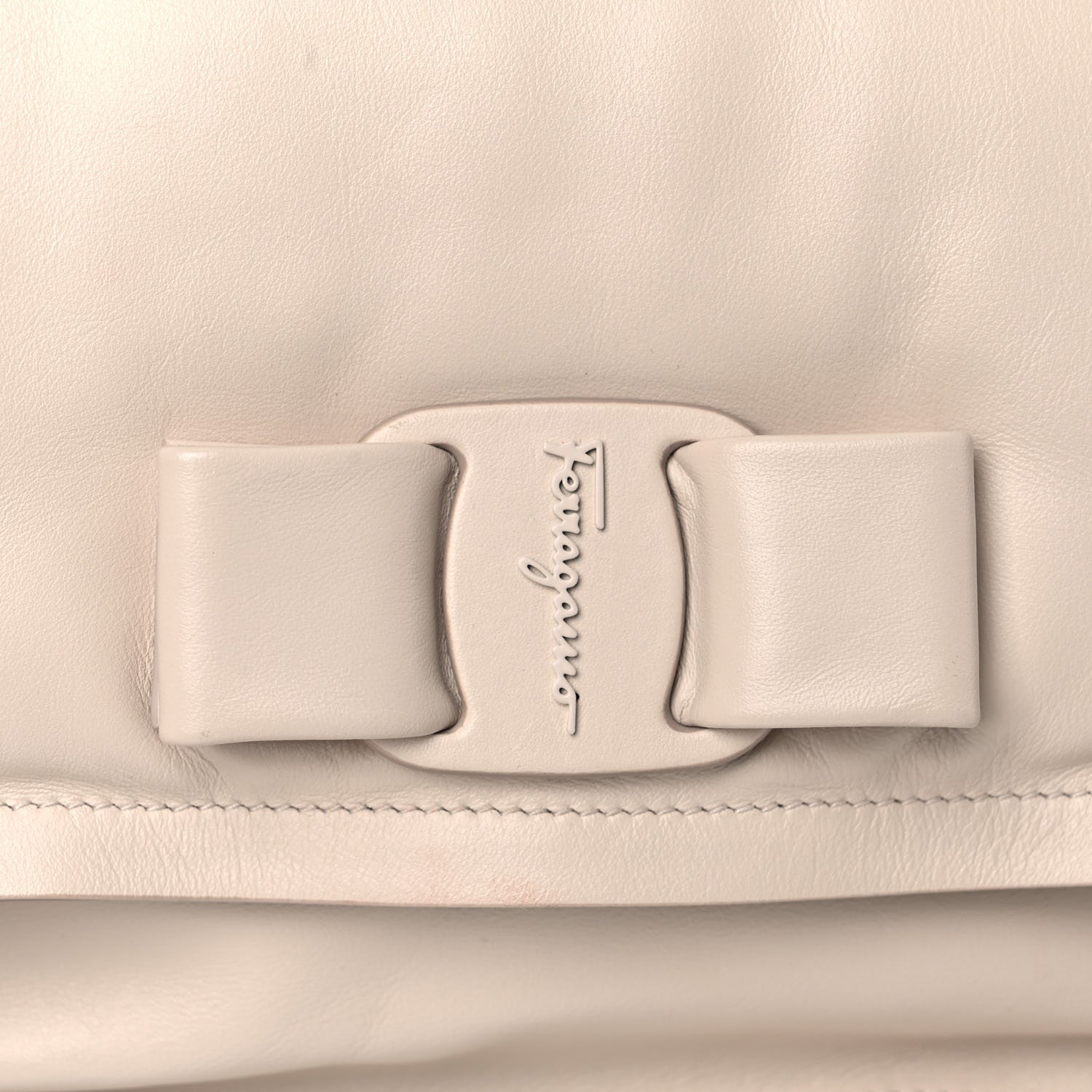Salvatore Ferragamo Calfskin Small Viva Bow Shoulder Bag Bone 11 of 15