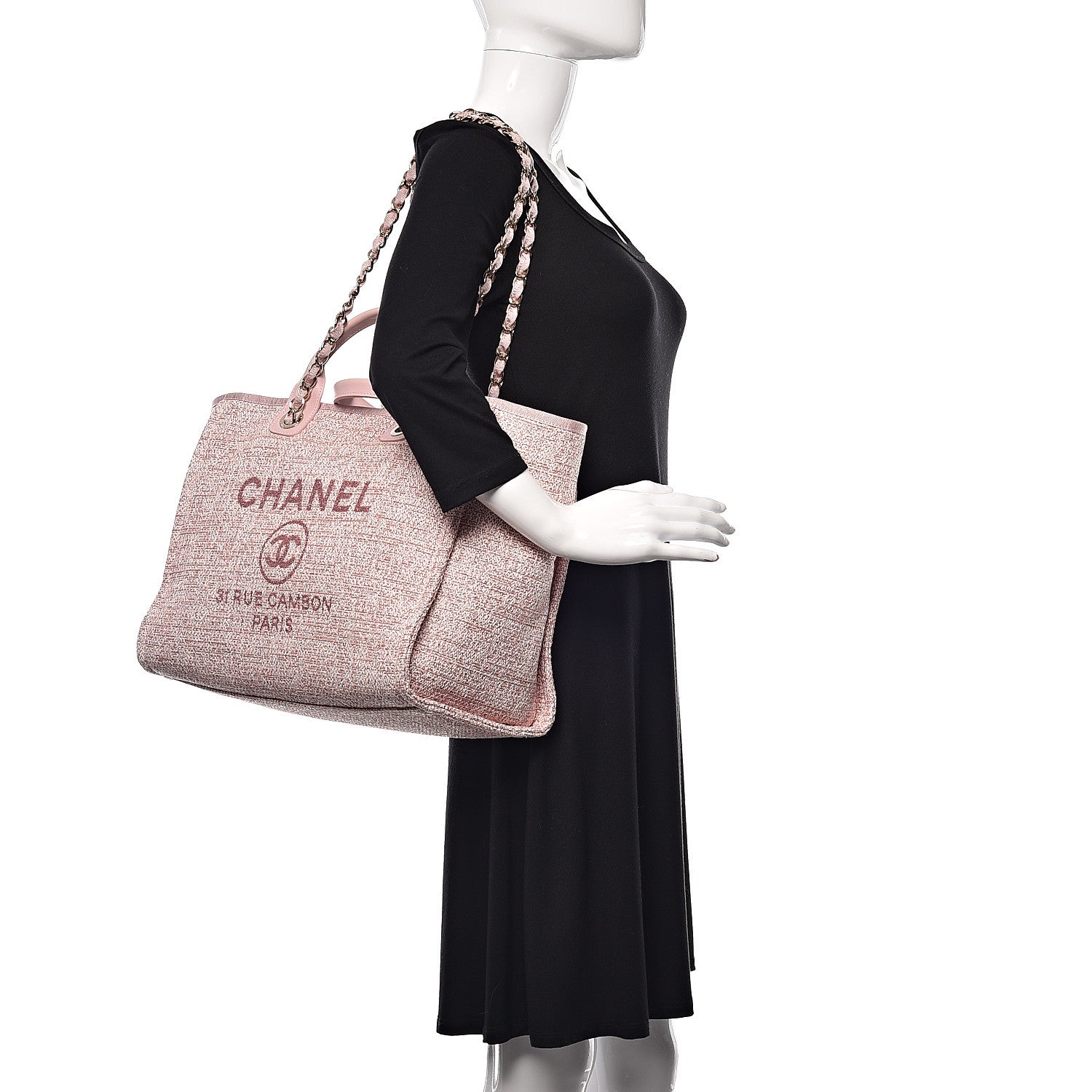 Chanel Straw Lurex Large Deauville Tote Pink 2 of 10