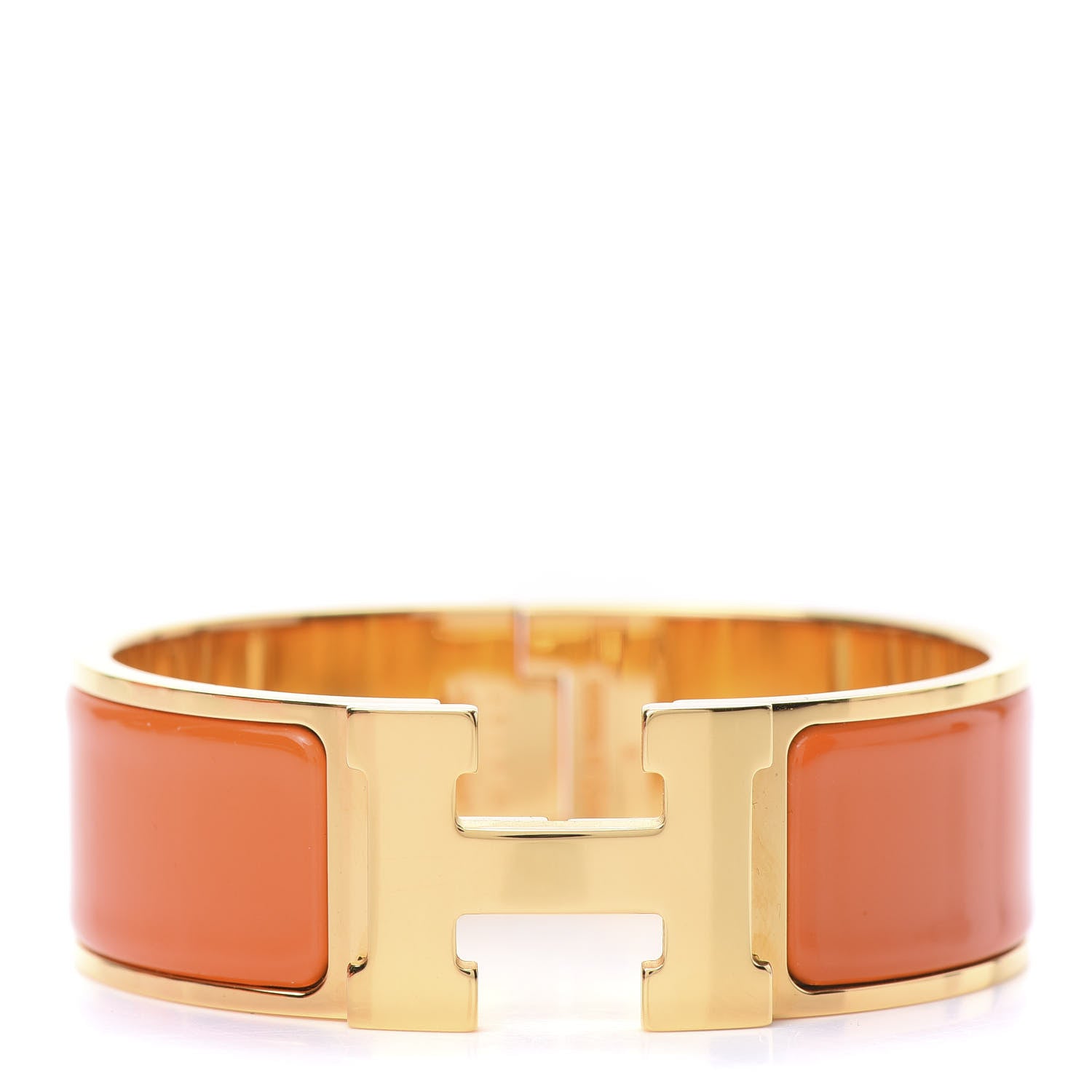 Hermes Enamel Wide Clic Clac H Bracelet Orange 1 of 6