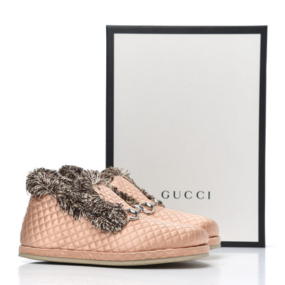 Gucci Satin Quilted Womens Fria Horsebit Loafers 35 Apricot Beige 9 of 9