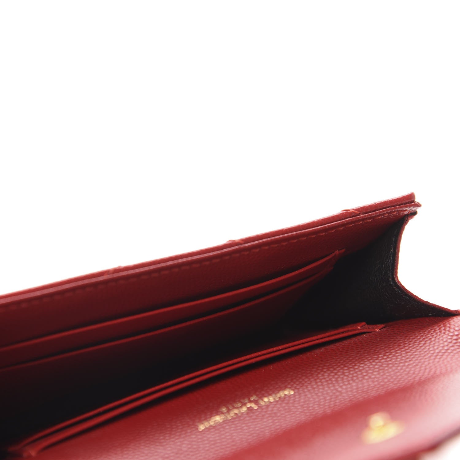 Saint Laurent Grain De Poudre Matelasse Chevron Small Monogram Envelope Wallet New Red 5 of 7