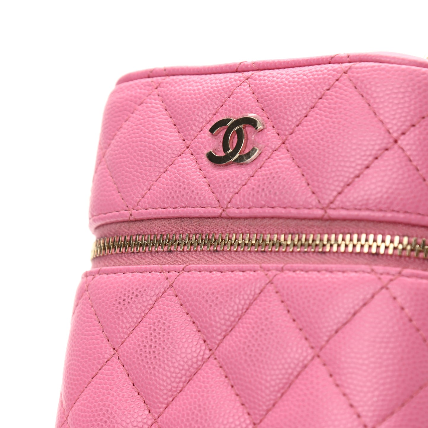 Caviar Quilted Phone Holder With Chain Pink