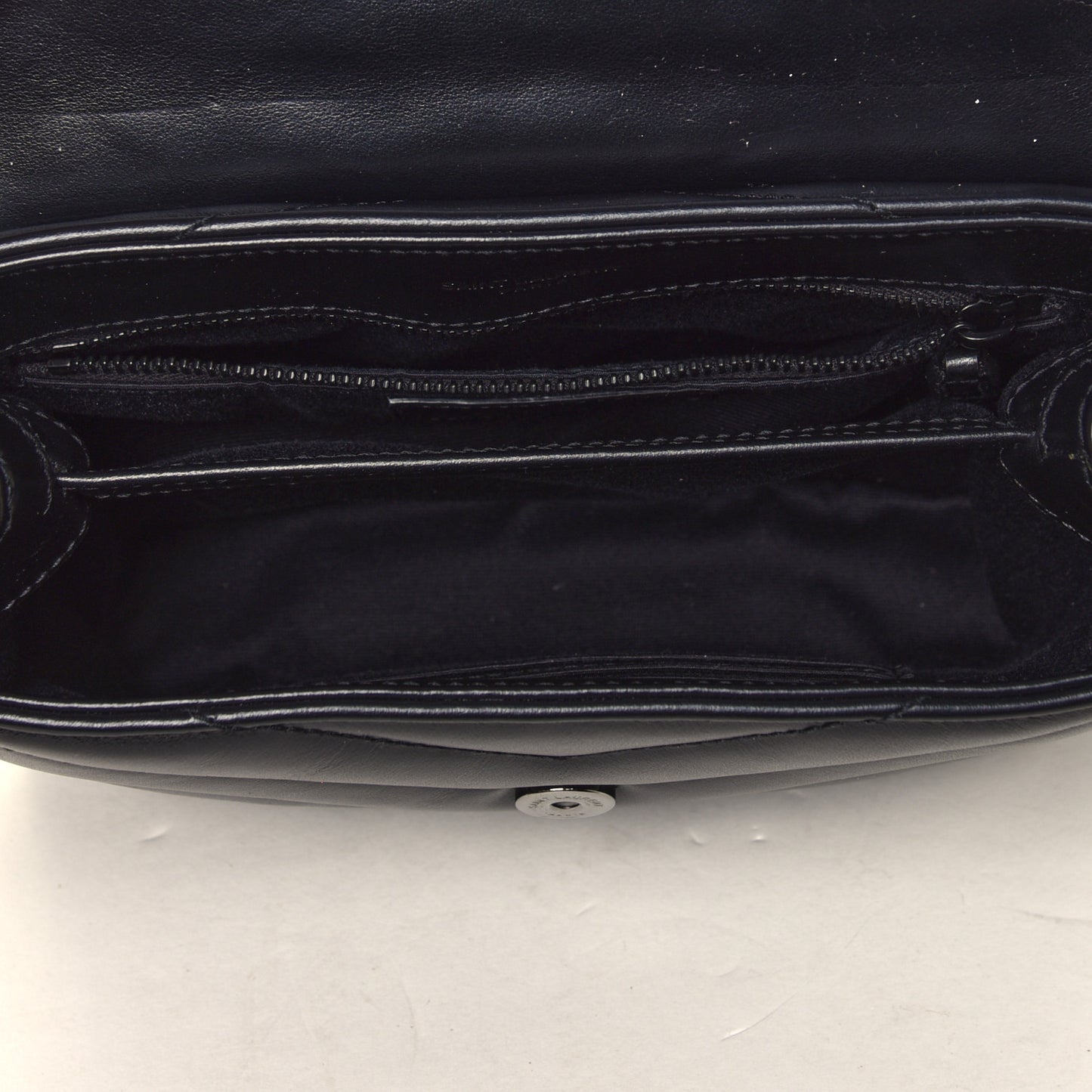 Calfskin Y Quilted Monogram Toy Loulou Crossbody Bag Black