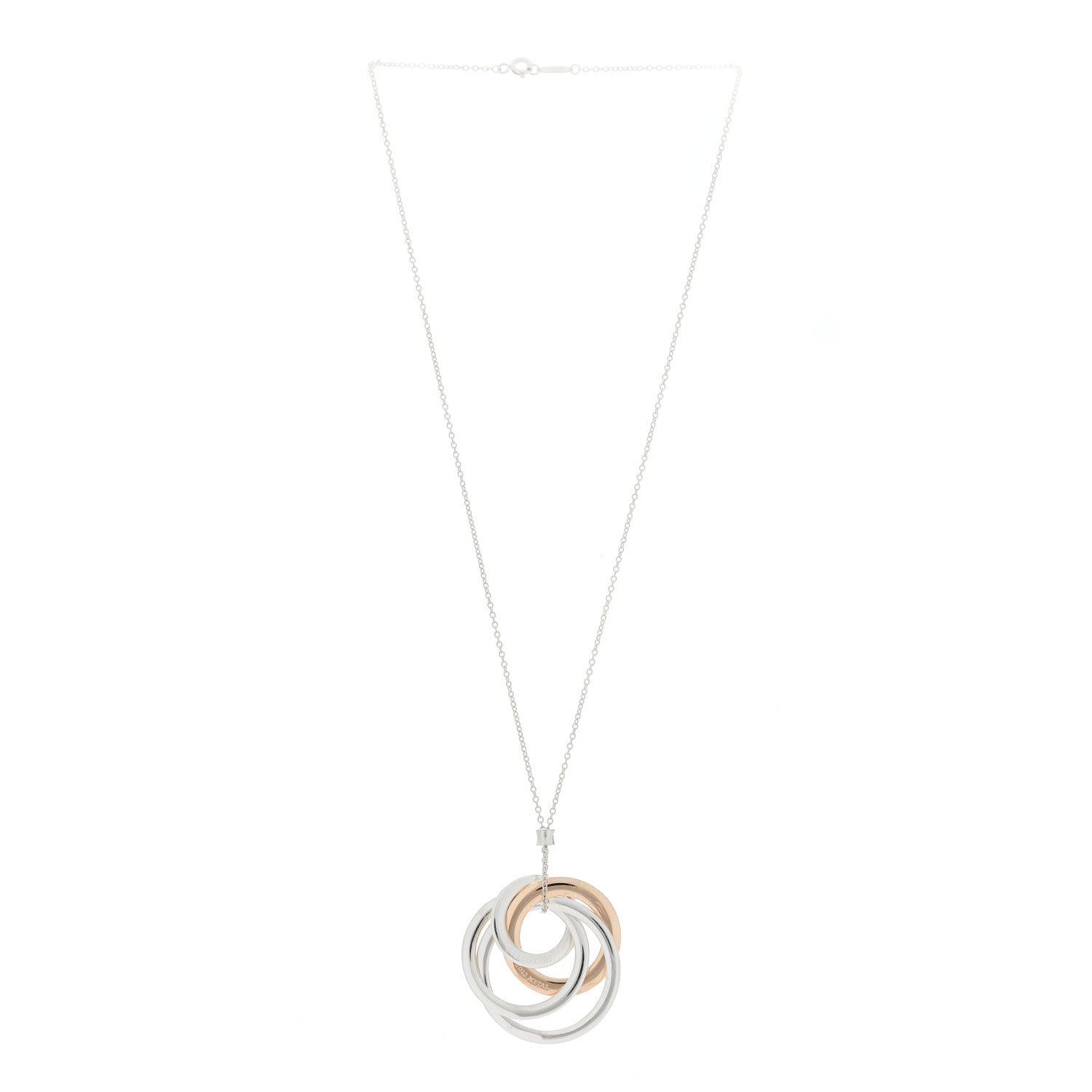 Tiffany Sterling Silver Rubedo Large 1837 Circles Pendant Necklace 3 of 7