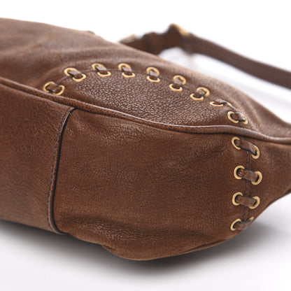 Prada Goatskin Grommet Whipstitch Shoulder Bag Palissandro 8 of 12