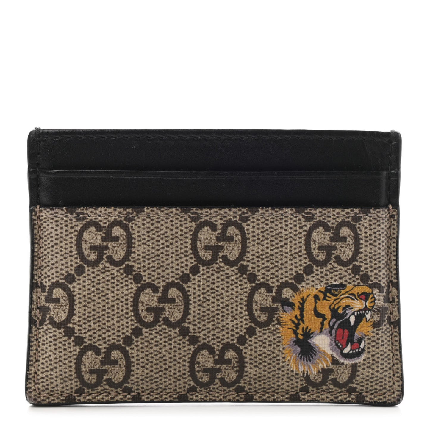 GG Supreme Monogram Tiger Print Card Holder Black