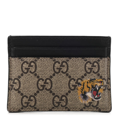 Gucci GG Supreme Monogram Tiger Print Card Holder Black 1 of 6