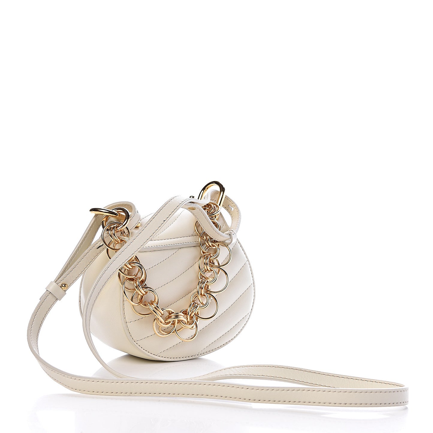 Calfskin Quilted Nano Drew Bijou Shoulder Bag Natural White