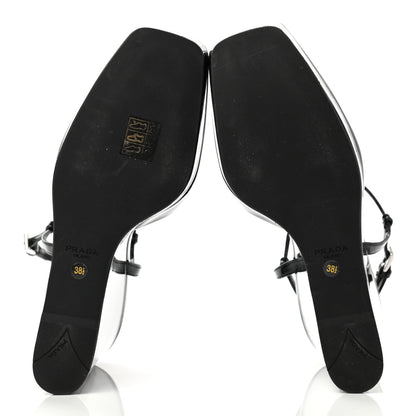 Prada Patent T-Strap Wedge Sandals 38.5 Black 5 of 8