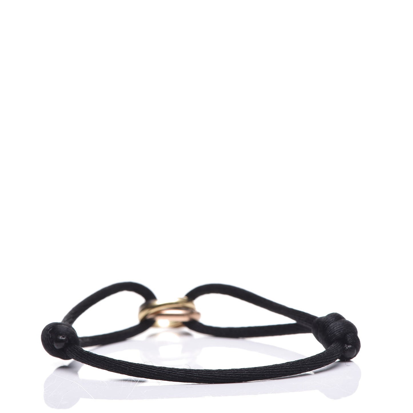 18K Pink Yellow White Gold Trinity Adjustable Cord Bracelet Black