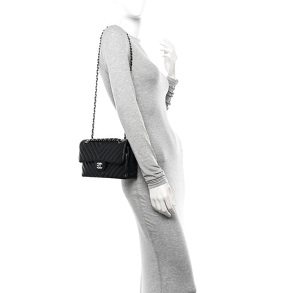 Chanel Lambskin Chevron Quilted Small Double Flap Black 2 of 13