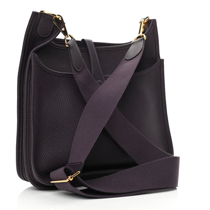 Hermes Taurillon Clemence Evelyne III PM Raisin 3 of 10