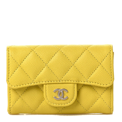 Chanel Caviar Quilted Flap Card Holder Wallet Yellow 1 of 8