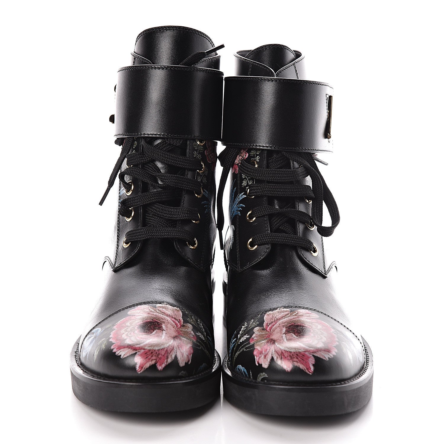 Louis Vuitton Calfskin Wonderland Ranger Flowers Boots 37.5 Black Multicolor 2 of 7
