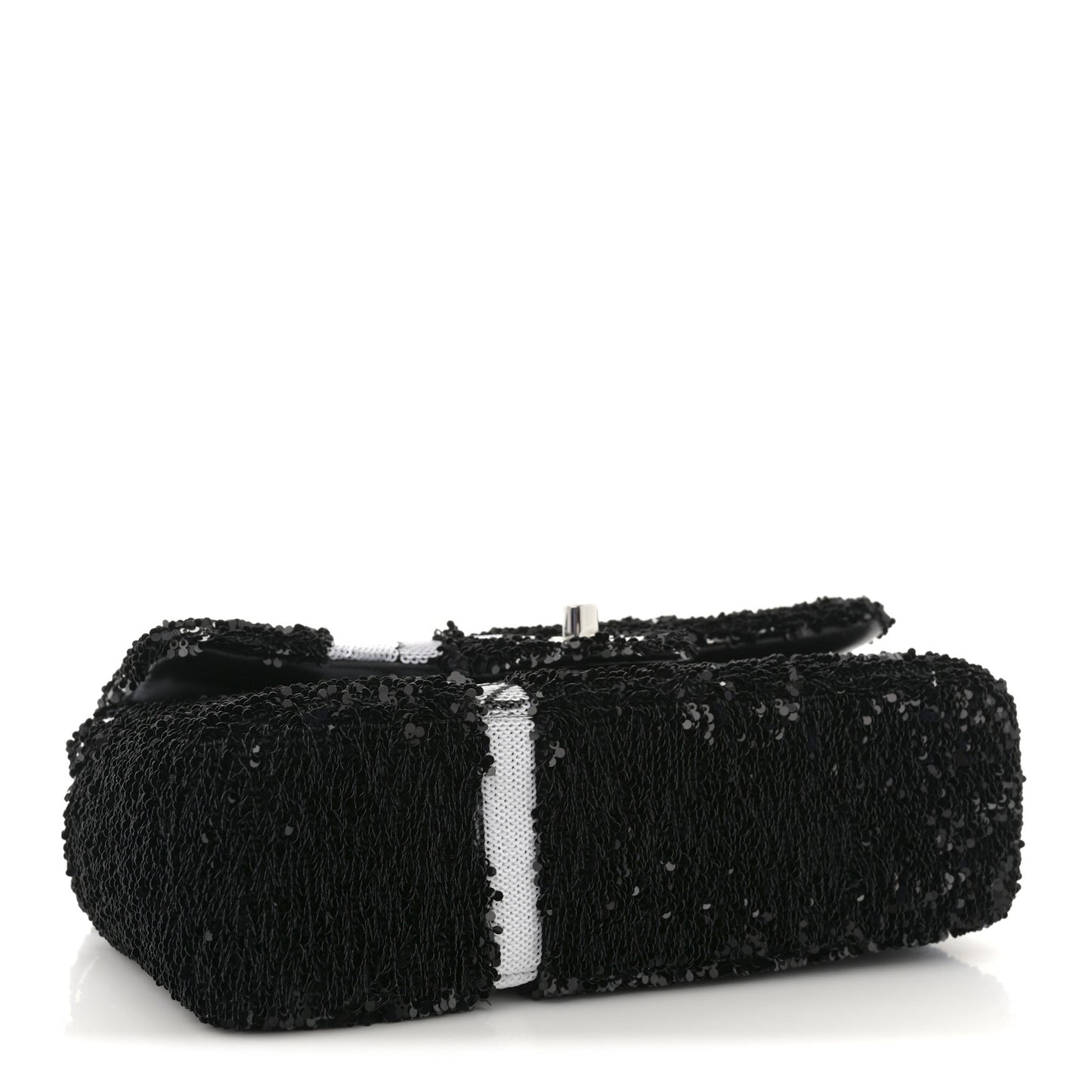 Sequin Ribbon Mini Rectangular Flap Black White