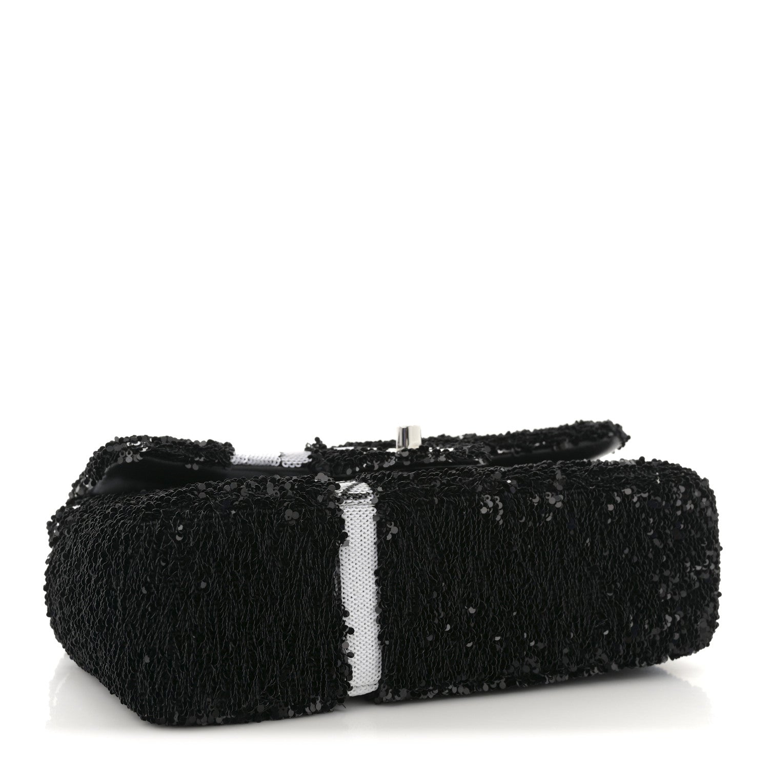 Chanel Sequin Ribbon Mini Rectangular Flap Black White 4 of 10