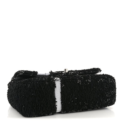 Chanel Sequin Ribbon Mini Rectangular Flap Black White 4 of 10