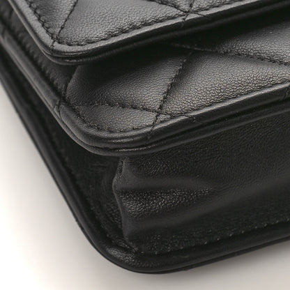 Chanel Lambskin Quilted Wallet On Chain WOC Black 8 of 10