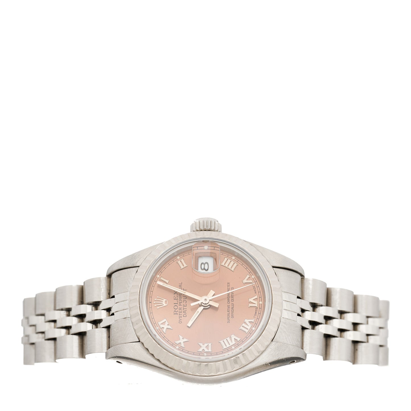 Stainless Steel 18K White Gold 26mm Oyster Perpetual Datejust Watch Pink Roman 69174