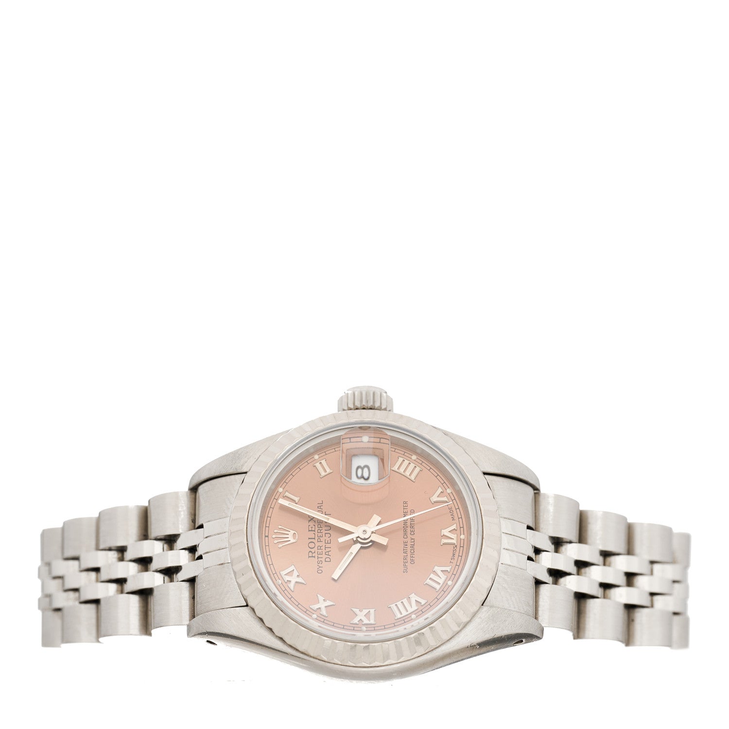 Rolex Stainless Steel 18K White Gold 26mm Oyster Perpetual Datejust Watch Pink Roman 69174 2 of 4