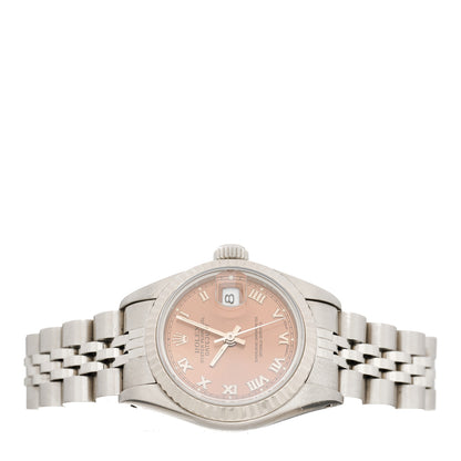 Rolex Stainless Steel 18K White Gold 26mm Oyster Perpetual Datejust Watch Pink Roman 69174 2 of 4