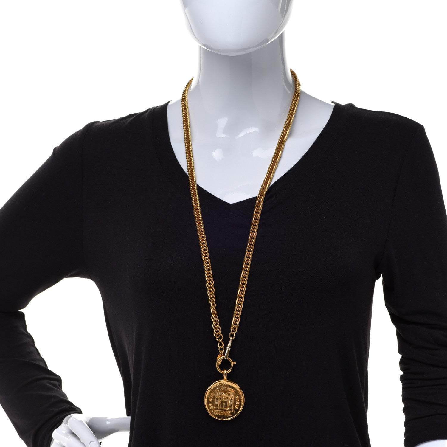 Chanel Chain CC Medallion Necklace Gold 2 of 6