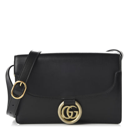 Gucci Textured Calfskin Small Torchon GG Ring Shoulder Bag Black 1 of 10