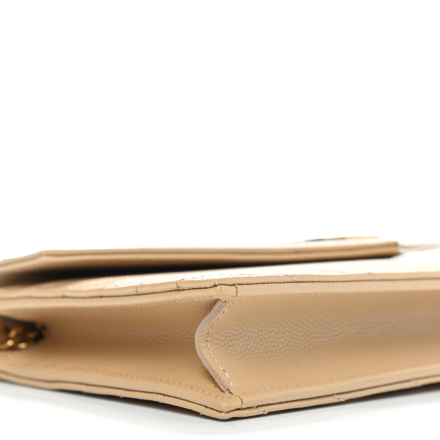 Saint Laurent Grain De Poudre Matelasse Chevron Monogram Envelope Chain Wallet Nude Powder 5 of 9