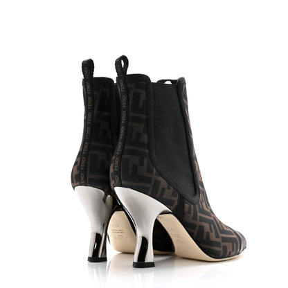 Fendi Mesh Tulle FF Colibri Ankle Booties 39 Tobacco Moro Black 4 of 9
