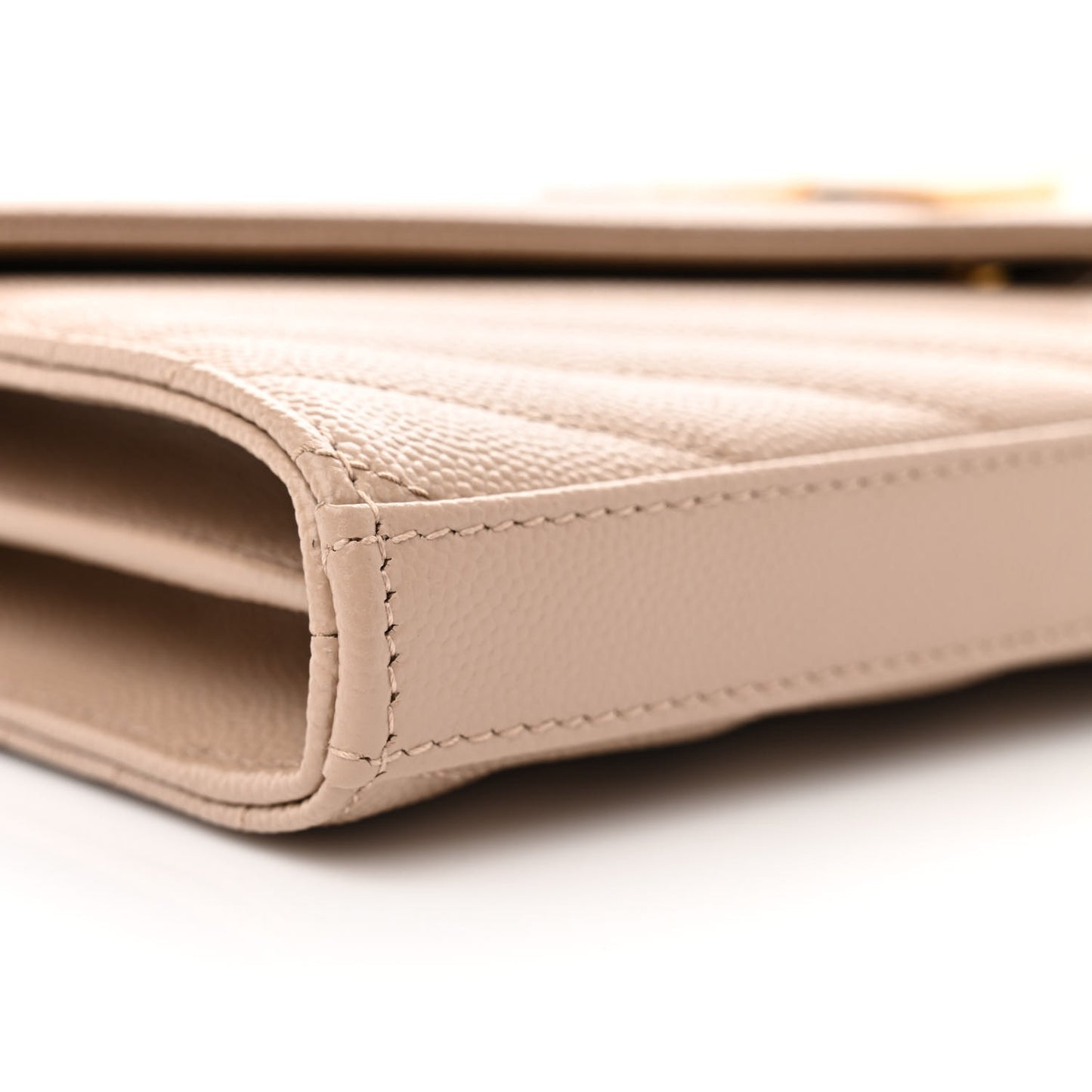 Grain De Poudre Matelasse Chevron Monogram Chain Wallet Dark Beige