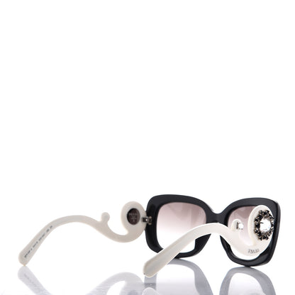 Prada Crystal Ornate Square Baroque Sunglasses White Black 4 of 11
