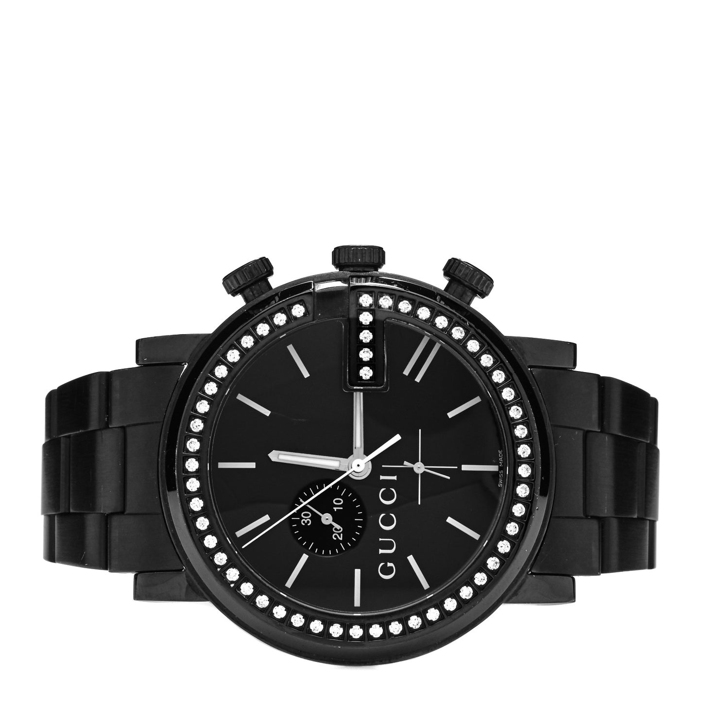 PVD Stainless Steel Diamond 44mm G-Chrono Quartz Watch Black