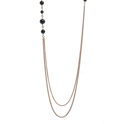 Chanel Beaded Crystal CC Long Necklace Gold Black White 1 of 5