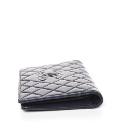 Chanel Lambskin Quilted Diamond CC Yen Wallet Blue 10 of 12