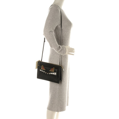 Fendi Vitello Elite Studded Monster Crossbody Bag Black 2 of 7