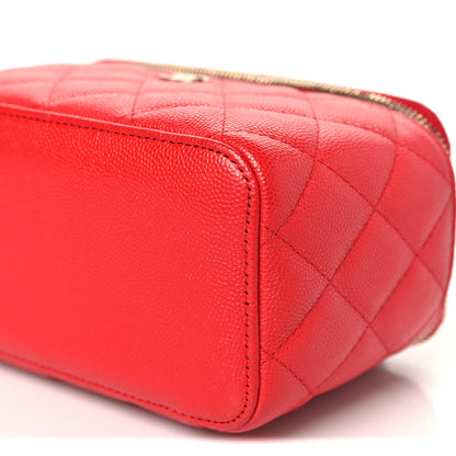Chanel Caviar Quilted Small Vanity Case With Chain Red 10 of 11