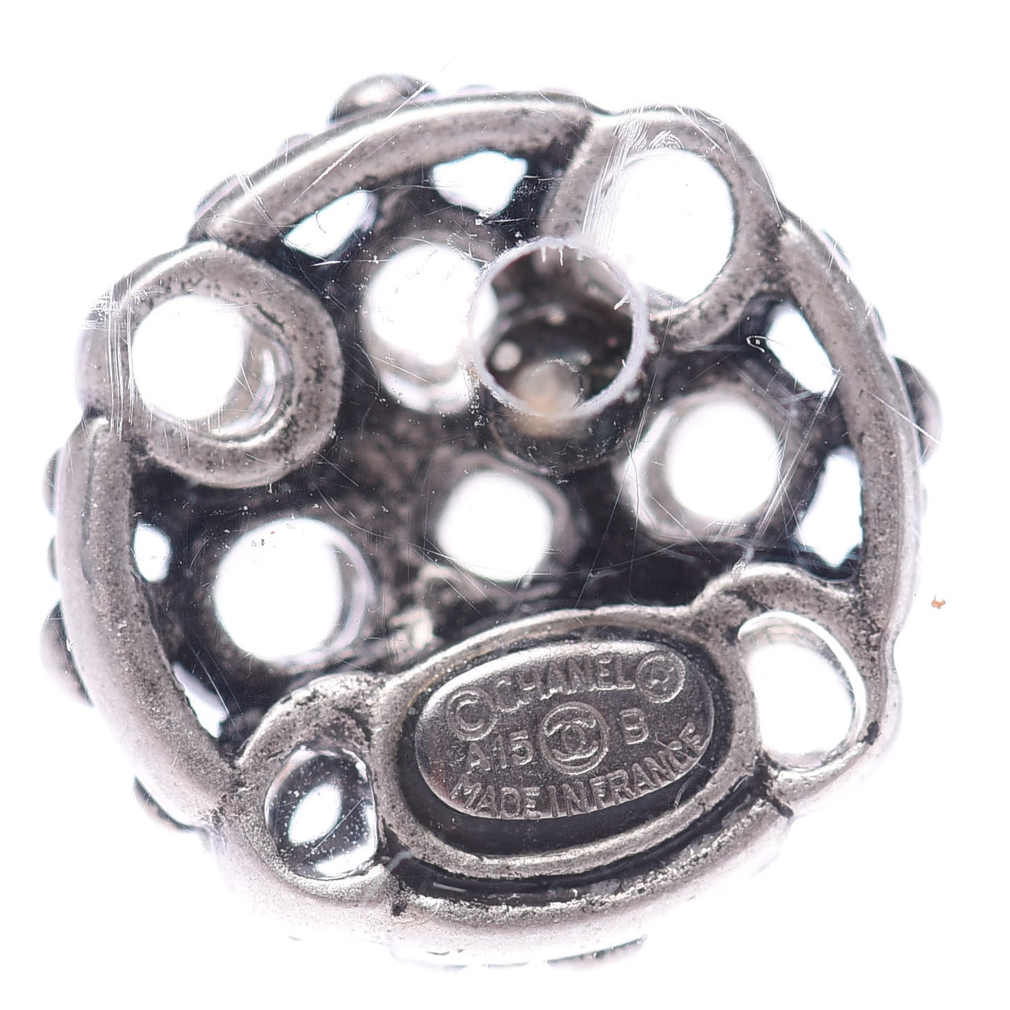Crystal CC Round Earrings Silver