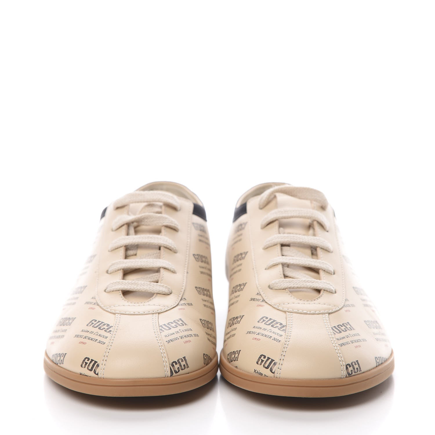 Gucci Calfskin Stamp Print Mens Falacer Sneakers 7.5 Soy 2 of 7