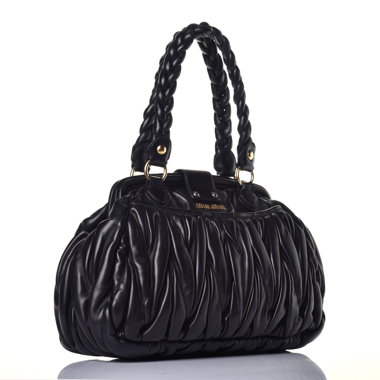 Miu Miu Nappa Matelasse Coffer Frame Tote Black 3 of 8