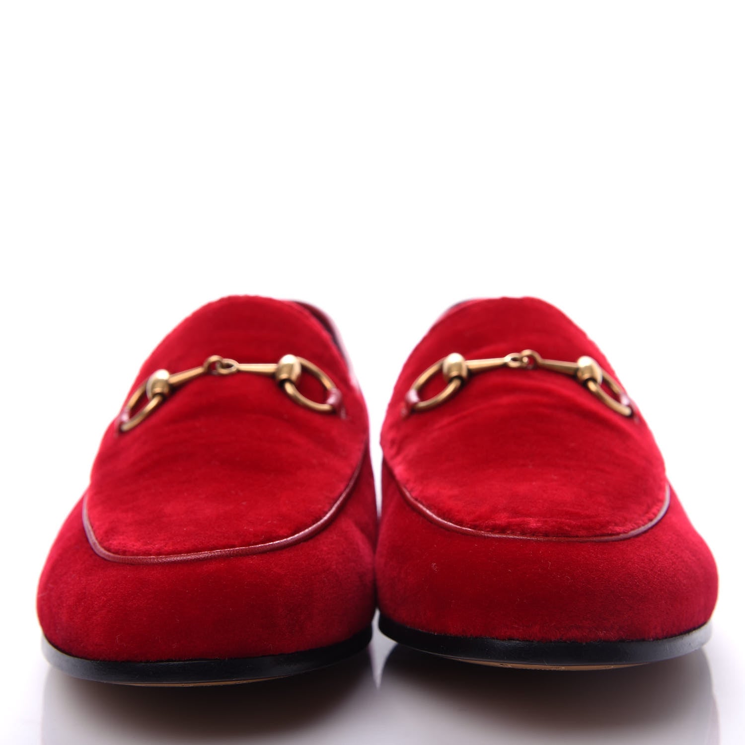Gucci Velvet Horsebit Womens Jordaan Loafers 37.5 Hibiscus Red 2 of 11