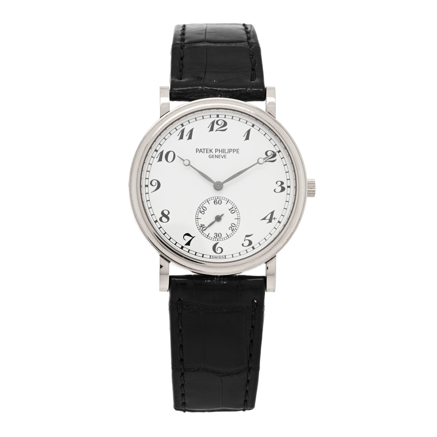 18K White Gold Alligator 33mm Calatrava Manual Winding Watch 5022
