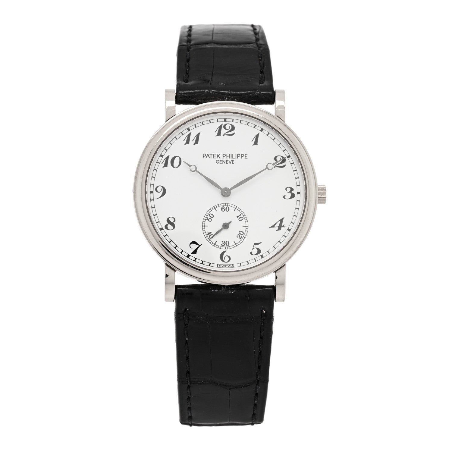 Patek Philippe 18K White Gold Alligator 33mm Calatrava Manual Winding Watch 5022 1 of 5