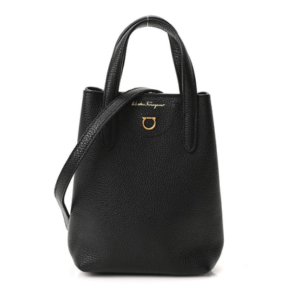 Salvatore Ferragamo Tumbled Calfskin Gancini Mini Bag Black 1 of 9