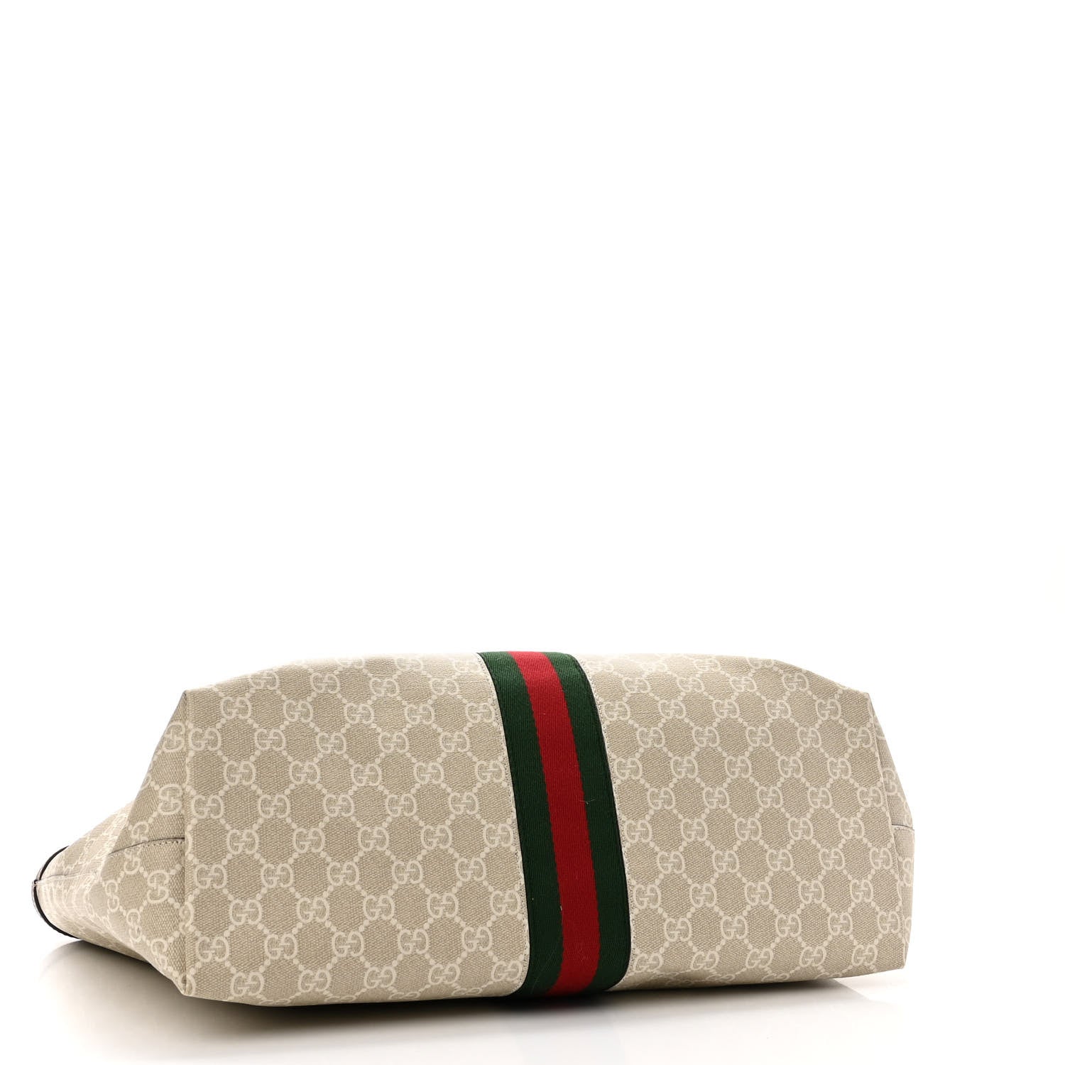 Gucci GG Supreme Monogram Textured Dollar Calfskin Web Medium Ophidia Shopping Tote Beige Mystic White Oatmeal 4 of 11