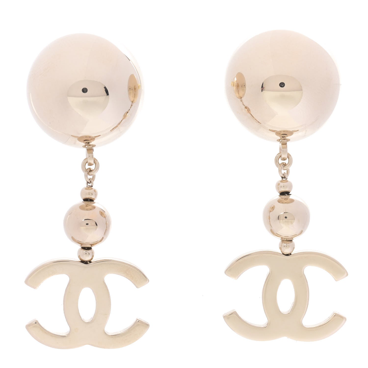 Chanel Metal CC Drop Earrings Gold 1 of 5