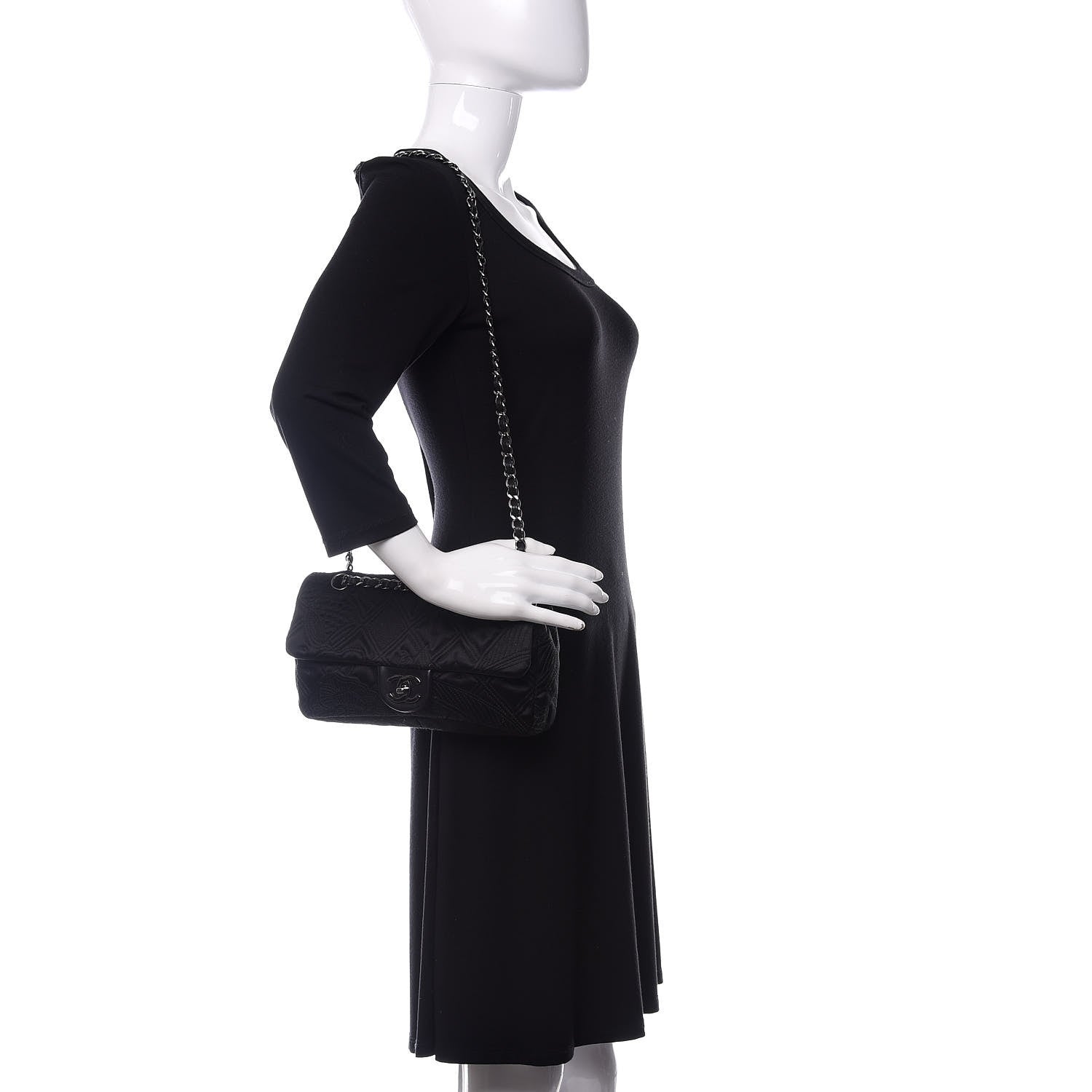 Chanel Satin Embroidered Medium Camellia Flap Black 2 of 13