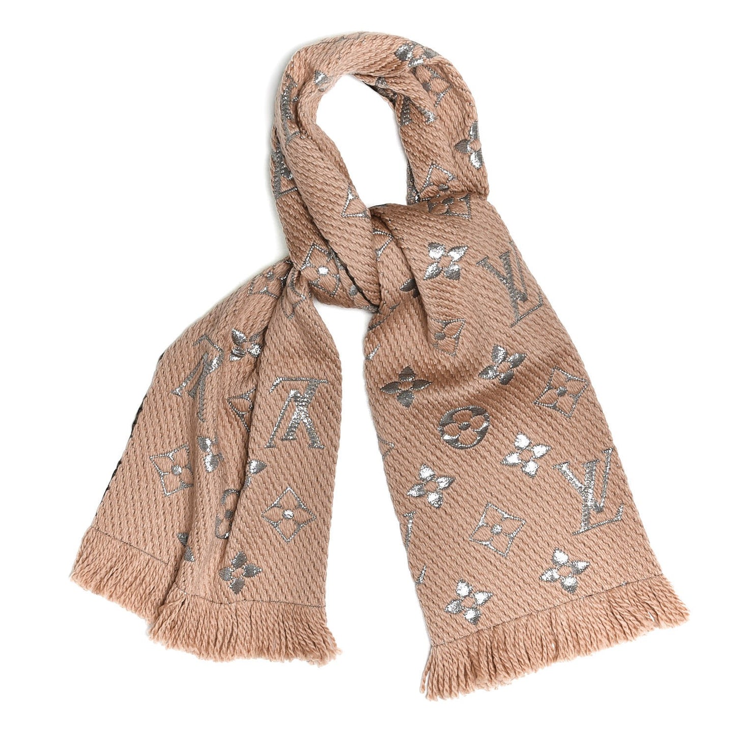 Wool Silk Logomania Shine Scarf Beige