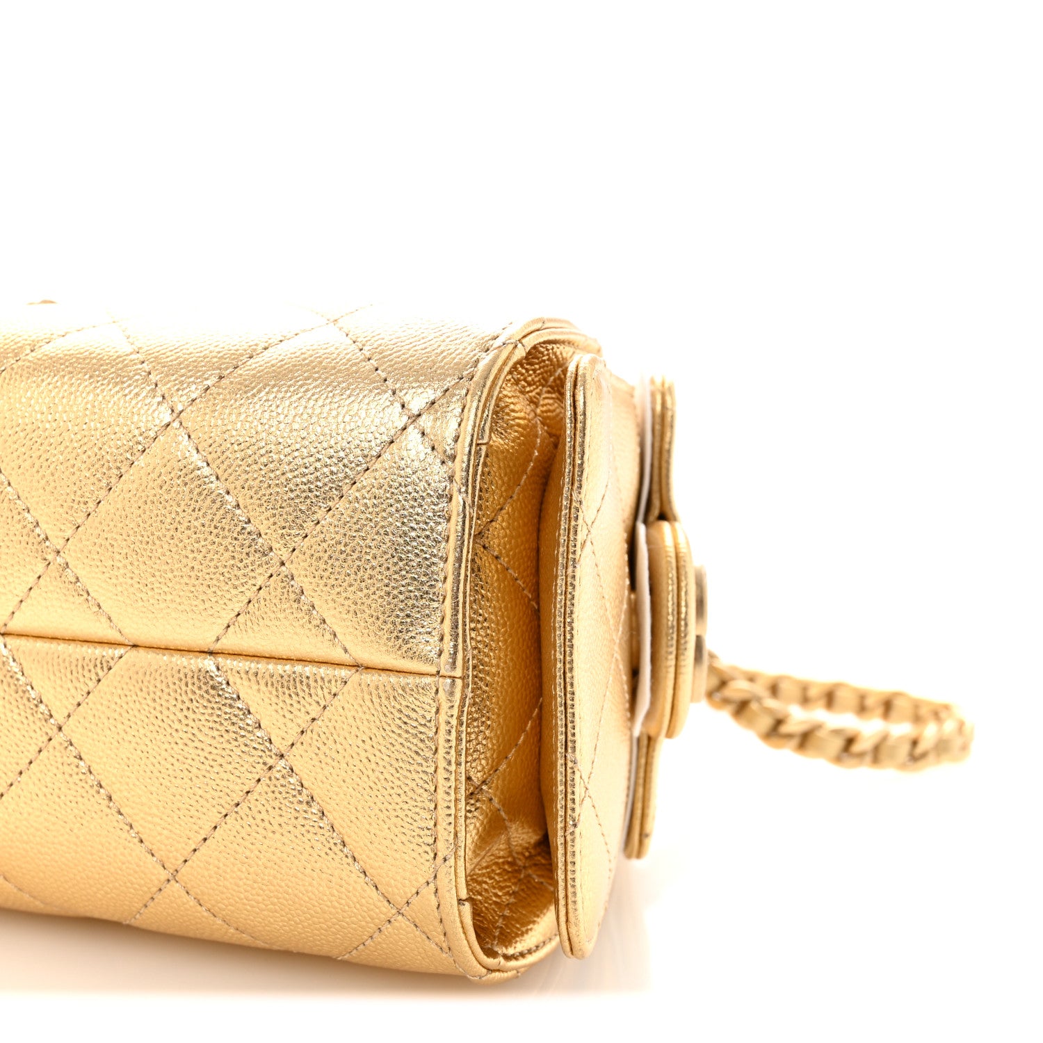 Chanel Metallic Caviar Quilted Mini Chanel 25 Handbag Gold 1848560