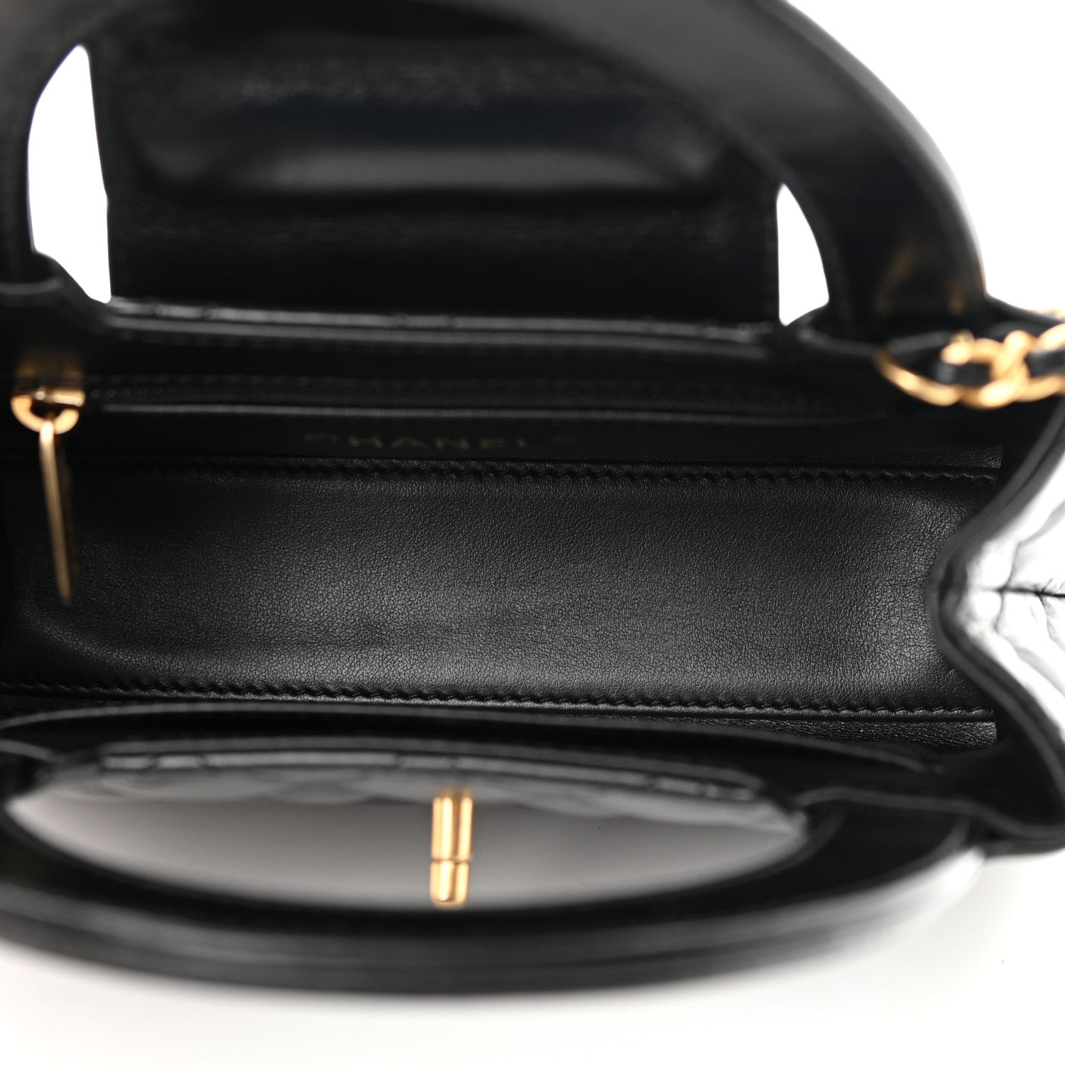 Chanel Shiny Aged Calfskin Quilted Nano Kelly Shopper Black 5 of 12
