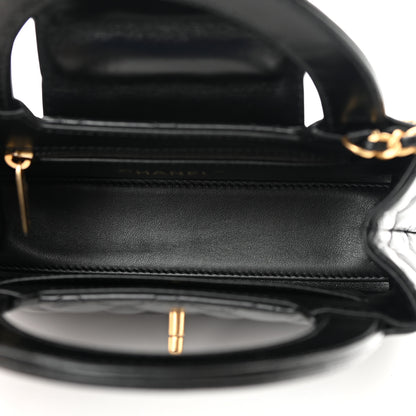 Chanel Shiny Aged Calfskin Quilted Nano Kelly Shopper Black 5 of 12